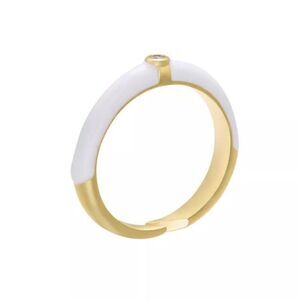 5/$25 Gold and White Enamel Statement Ring Rhinestone Minimalist Ring